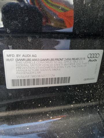 WAUAF78E08A077126 - 2008 AUDI A4 2.0T BLACK photo 13