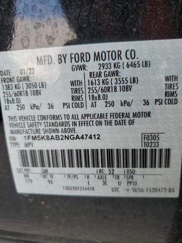 1FM5K8AB2NGA47412 - 2022 FORD EXPLORER POLICE INTERCEPTOR 黑色 照片 13