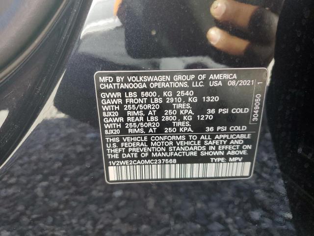 1V2WE2CA0MC237568 - 2021 VOLKSWAGEN ATLAS CROS SE BLACK photo 13