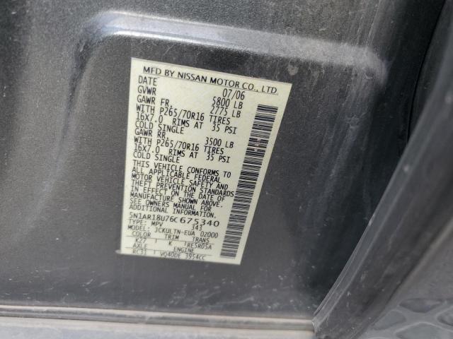 5N1AR18U76C675340 - 2006 NISSAN PATHFINDER LE GRAY photo 13