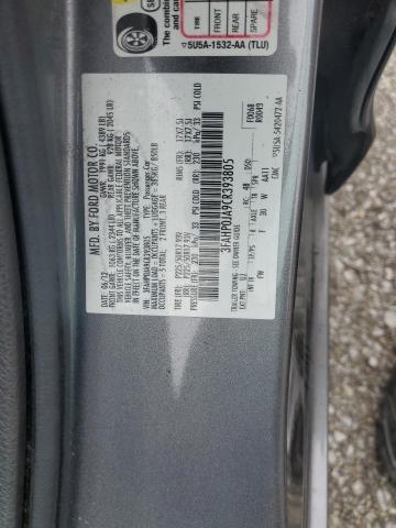 3FAHP0JA9CR393805 - 2012 FORD FUSION SEL GRAY photo 12