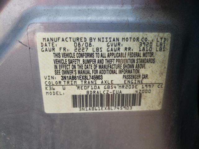 3N1AB61EX8L745903 - 2008 NISSAN SENTRA 2.0 GRAY photo 12