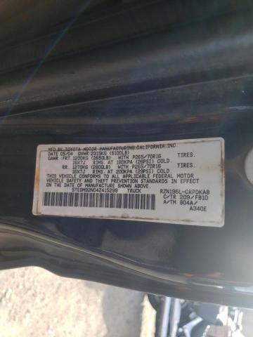 5TESM92N04Z415299 - 2004 TOYOTA TACOMA XTRACAB PRERUNNER ნაცრისფერი ფოტო 10