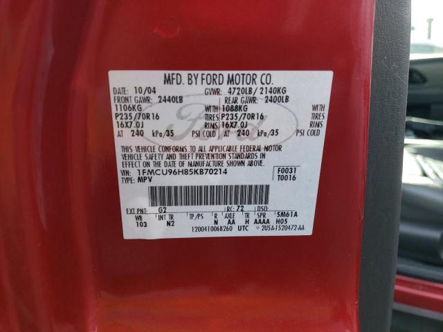 1FMCU96H85KB70214 - 2005 FORD ESCAPE HEV RED photo 12