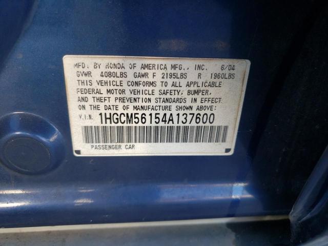 1HGCM56154A137600 - 2004 HONDA ACCORD DX BLUE photo 12