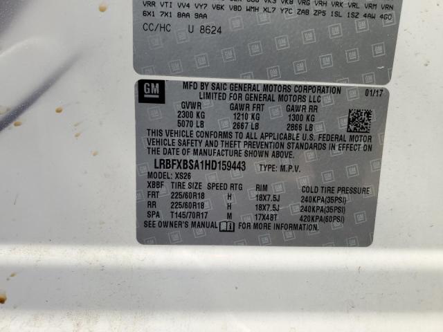 LRBFXBSA1HD159443 - 2017 BUICK ENVISION ESSENCE WHITE photo 13