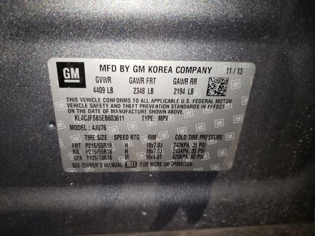 KL4CJFSB5EB603611 - 2014 BUICK ENCORE CONVENIENCE GRAY photo 13