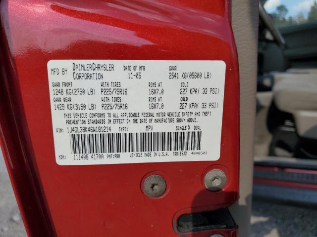 1J4GL38K46W181214 - 2006 JEEP LIBERTY RENEGADE 红色 照片 13