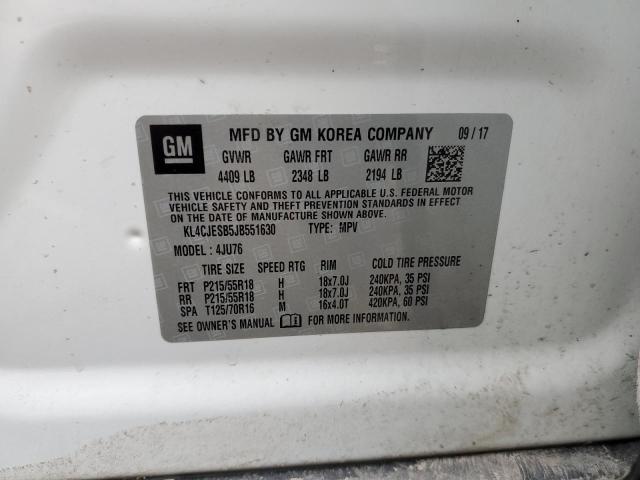 KL4CJESB5JB551630 - 2018 BUICK ENCORE PREFERRED WHITE photo 13