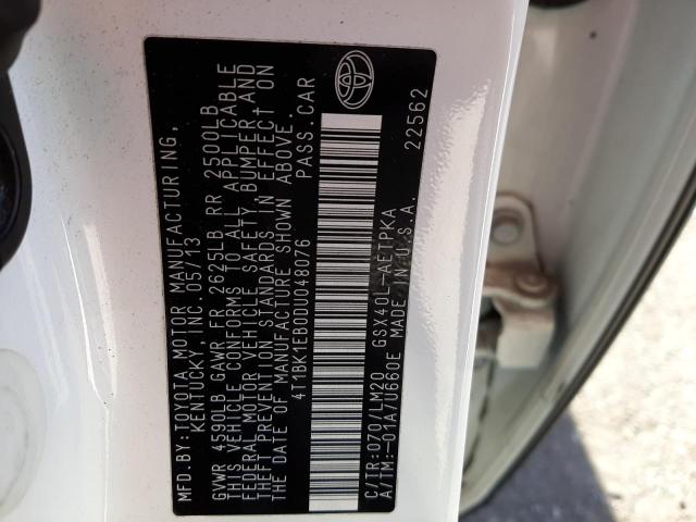 4T1BK1EB0DU048076 - 2013 TOYOTA AVALON BASE Ağ foto 12