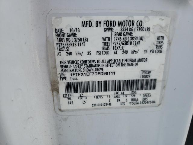 1FTFX1EF7DFD98111 - 2013 FORD F150 SUPER CAB WHITE photo 12