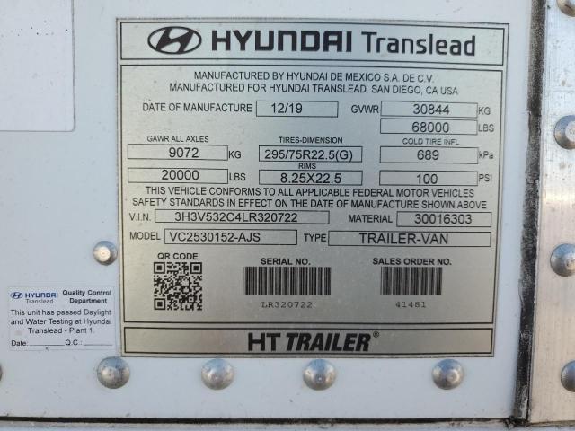 3H3V532C4LR320722 - 2020 HYUNDAI TRAILER WHITE photo 10