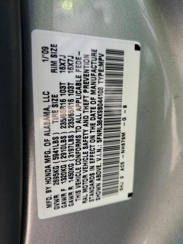 5FNRL384X9B044108 - 2009 HONDA ODYSSEY EX SILVER photo 13