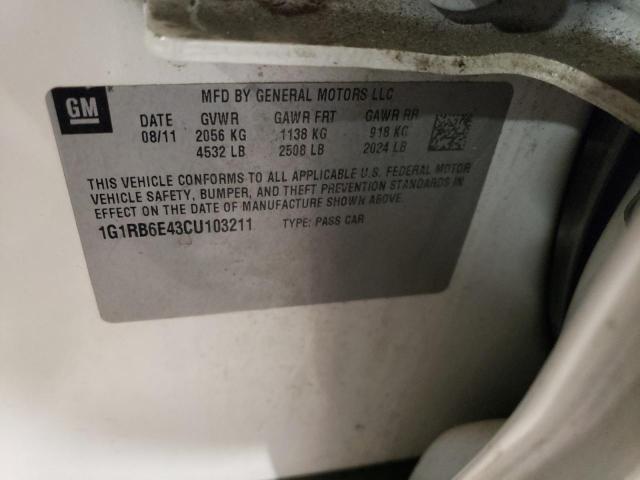 1G1RB6E43CU103211 - 2012 CHEVROLET VOLT WHITE photo 12