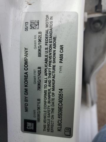 KL8CL6S09EC400514 - 2014 CHEVROLET SPARK EV 2LT WHITE photo 12