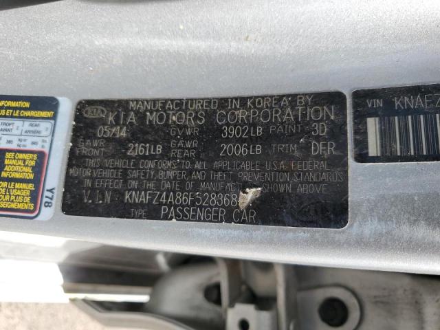 KNAFZ4A86F5283685 - 2015 KIA FORTE EX SILVER photo 12