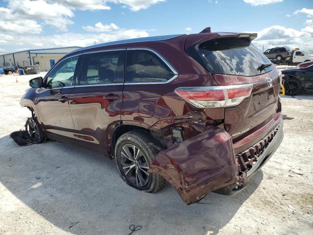 5TDKKRFH9GS123579 - 2016 TOYOTA HIGHLANDER XLE BURGUNDY photo 2