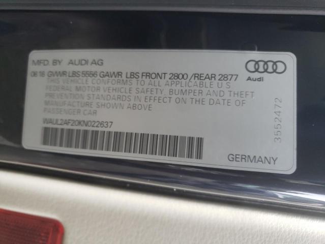 WAUL2AF20KN022637 - 2019 AUDI A6 PREMIUM PLUS BLUE photo 12