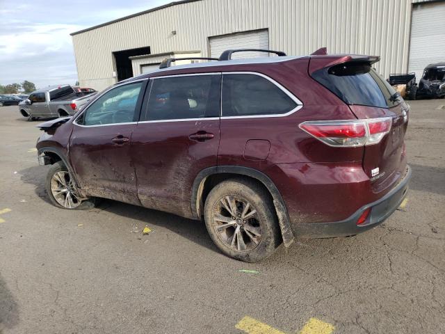 5TDJKRFH5GS328442 - 2016 TOYOTA HIGHLANDER XLE BURGUNDY photo 2