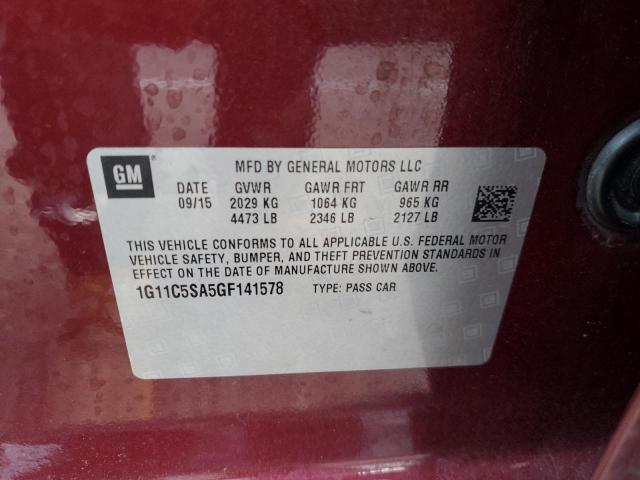 1G11C5SA5GF141578 - 2016 CHEVROLET MALIBU LIM LT Бордовый фото 12