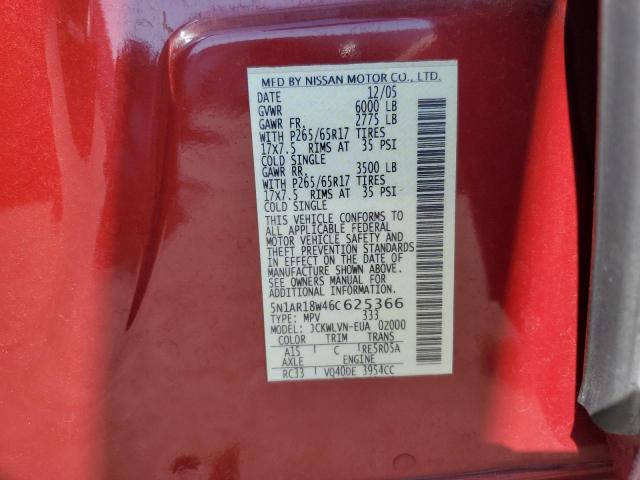 5N1AR18W46C625366 - 2006 NISSAN PATHFINDER LE 栗色 照片 13