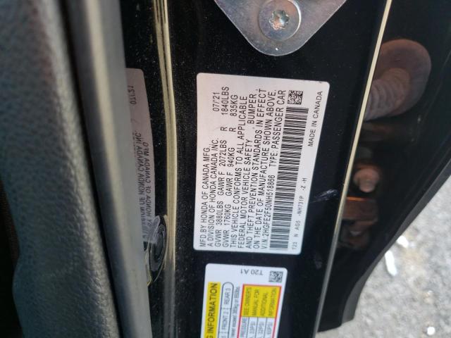 2HGFE2F50NH518866 - 2022 HONDA CIVIC SPORT 黑色 照片 12