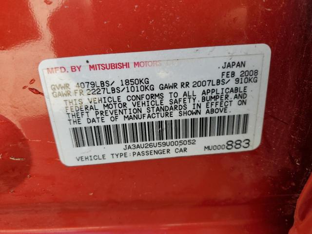 JA3AU26U59U005052 - 2009 MITSUBISHI LANCER ES/ES SPORT RED photo 13