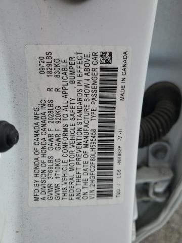 2HGFC2F80LH595458 - 2020 HONDA CIVIC SPORT 白色 照片 12