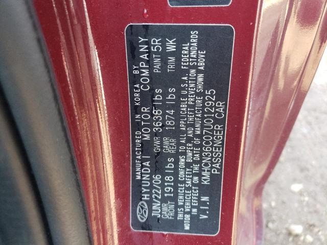 KMHCN36C07U012925 - 2007 HYUNDAI ACCENT SE BURGUNDY photo 12