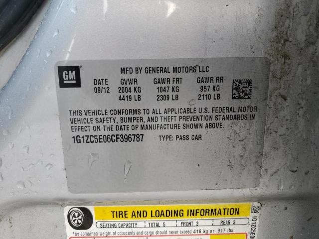 1G1ZC5E06CF396787 - 2012 CHEVROLET MALIBU 1LT SILVER photo 13