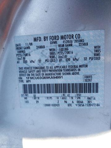 1FMCU03G69KA94991 - 2009 FORD ESCAPE XLT 银色 照片 14