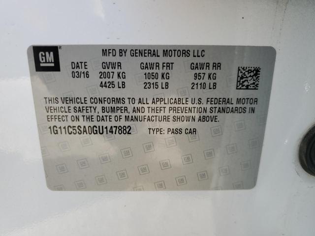 1G11C5SA0GU147882 - 2016 CHEVROLET MALIBU LIM LT 白色 照片 12