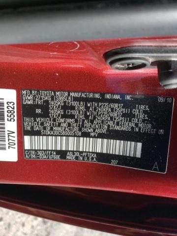 5TDKA3DC5BS005108 - 2011 TOYOTA SIENNA BASE RED photo 13