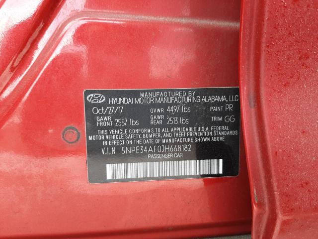 5NPE34AF0JH668182 - 2018 HYUNDAI SONATA SPORT RED photo 13