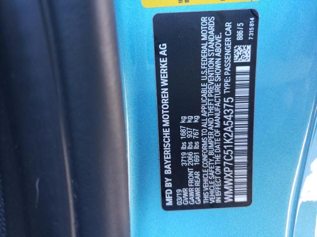 WMWXP7C51K2A54375 - 2019 MINI COOPER S 蓝色 照片 12