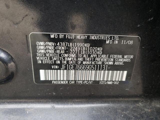 JF1GE76669G511131 - 2009 SUBARU IMPREZA WRX GRAY photo 12