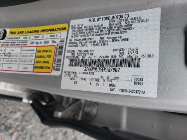 3FA6P0LU5ER187902 - 2014 FORD FUSION SE HYBRID SILVER photo 12