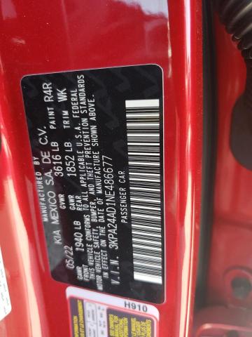 3KPA24AD1NE486677 - 2022 KIA RIO LX RED photo 12