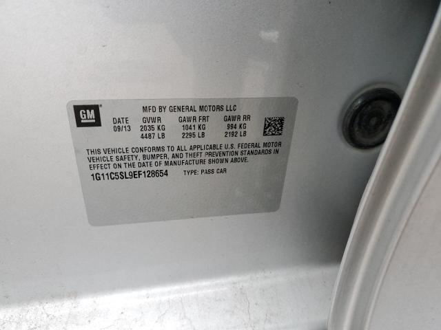 1G11C5SL9EF128654 - 2014 CHEVROLET MALIBU 1LT ვერცხლისფერი ფოტო 12