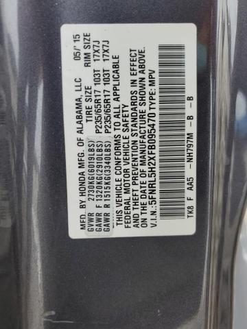 5FNRL5H2XFB095470 - 2015 HONDA ODYSSEY LX GRAY photo 13