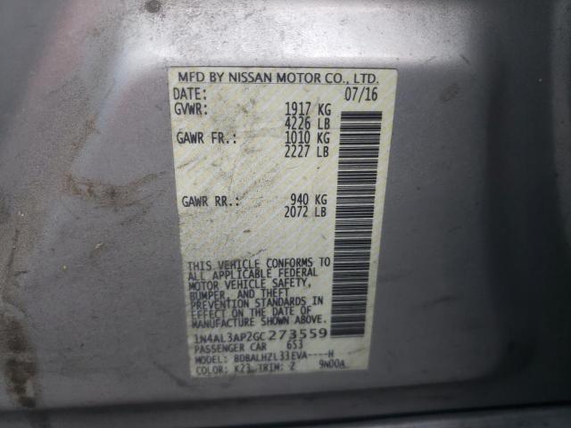 1N4AL3AP2GC273559 - 2016 NISSAN ALTIMA 2.5 GRAY photo 13