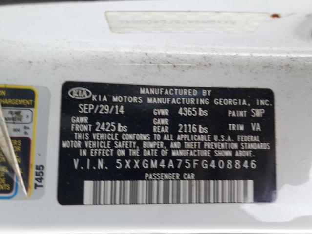 5XXGM4A75FG408846 - 2015 KIA OPTIMA LX WHITE photo 13