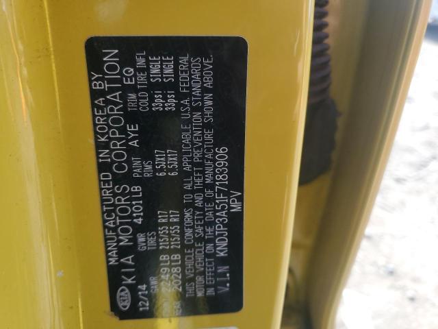 KNDJP3A51F7183906 - 2015 KIA SOUL + YELLOW photo 13