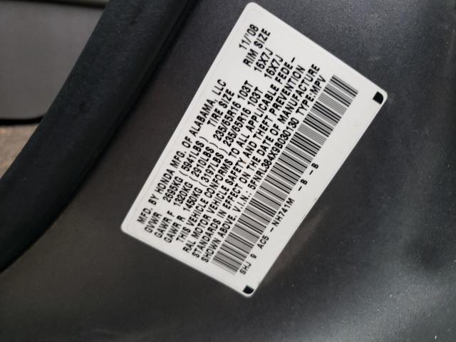 5FNRL384X9B030130 - 2009 HONDA ODYSSEY EX GRAY photo 13