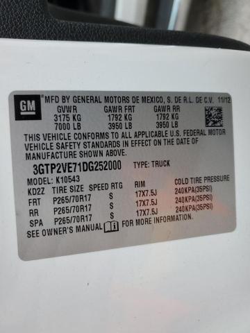 3GTP2VE71DG252000 - 2013 GMC SIERRA K1500 SLE WHITE photo 13