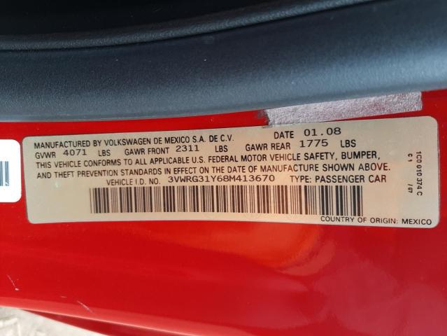 3VWRG31Y68M413670 - 2008 VOLKSWAGEN NEW BEETLE CONVERTIBLE SE RED photo 12