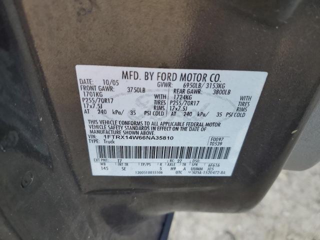 1FTRX14W66NA35810 - 2006 FORD F150 GRAY photo 12