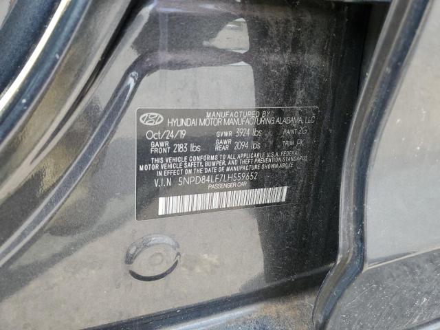 5NPD84LF7LH559652 - 2020 HYUNDAI ELANTRA SEL GRAY photo 10