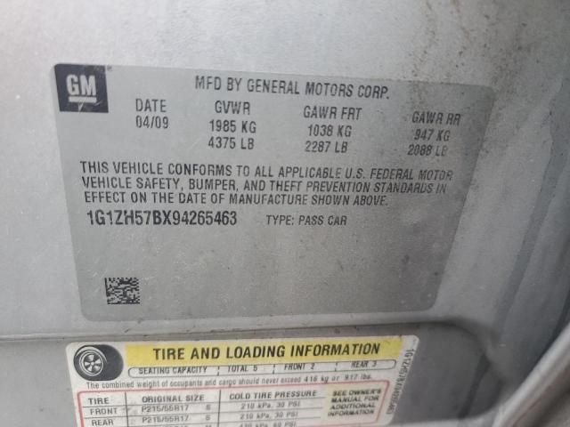 1G1ZH57BX94265463 - 2009 CHEVROLET MALIBU 1LT 银色 照片 12