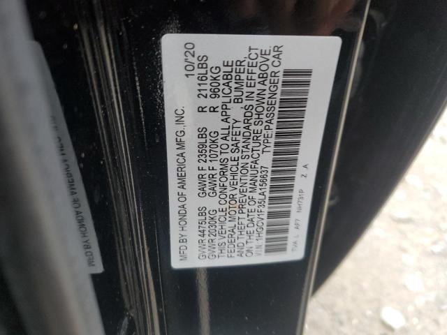 1HGCV1F35LA156637 - 2020 HONDA ACCORD SPORT BLACK photo 12